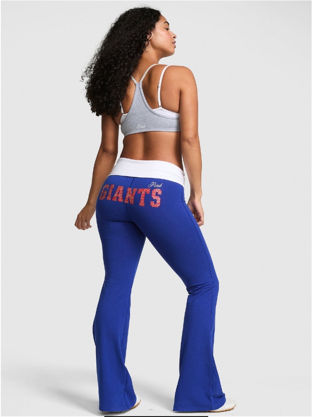 🏈VS Pink x NFL NY Giants BLING cotton foldover flare leggings sz M NWT - Picture 3 of 11